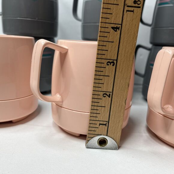 Lot 12 Vintage Classic Dinex #1197  Gray Pink Insulated Mugs - Picture 3 of 8